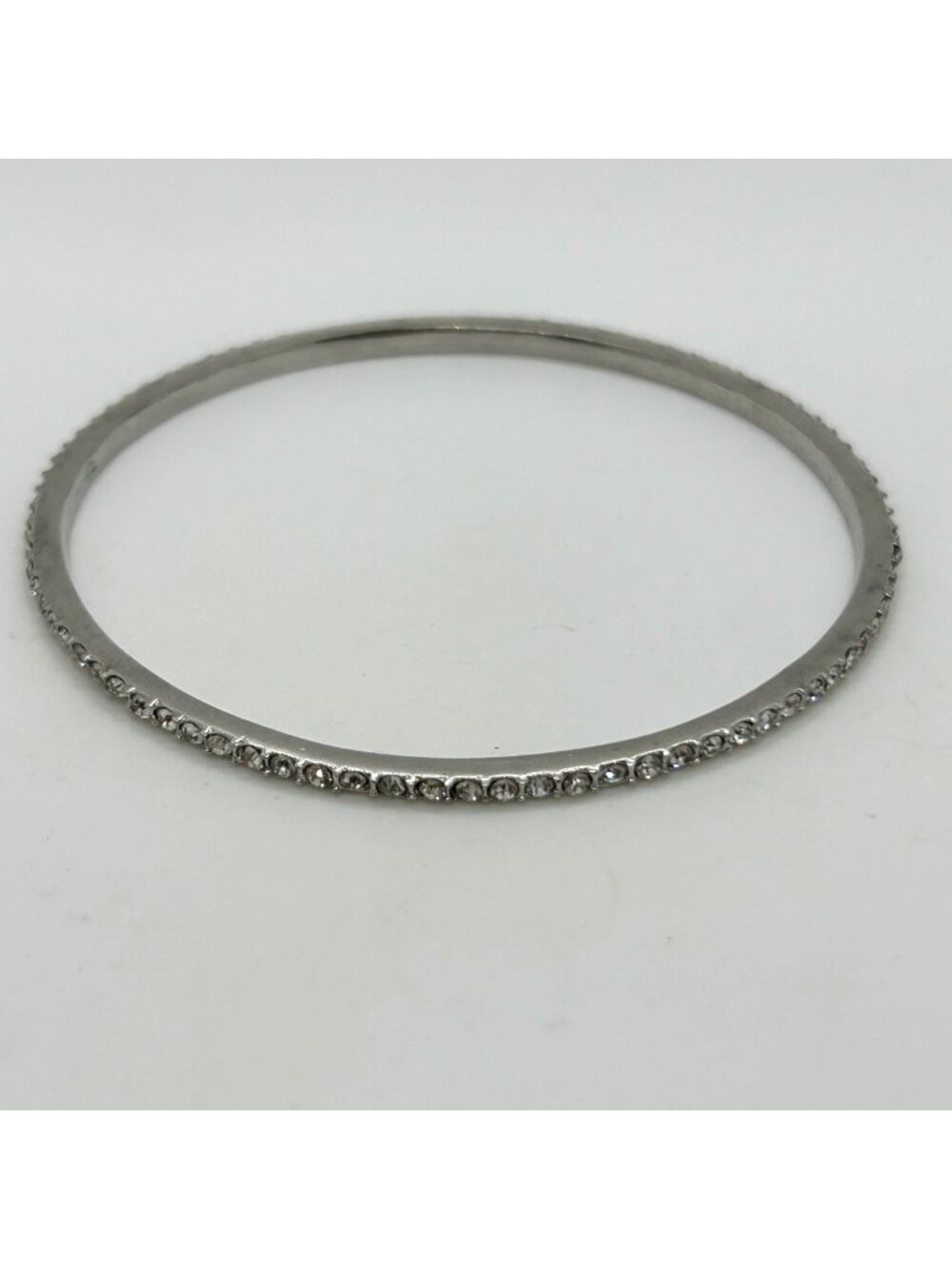 Ralph Lauren Silver-Tone Bangle Bracelet Pave Crystal Accent Circular Design